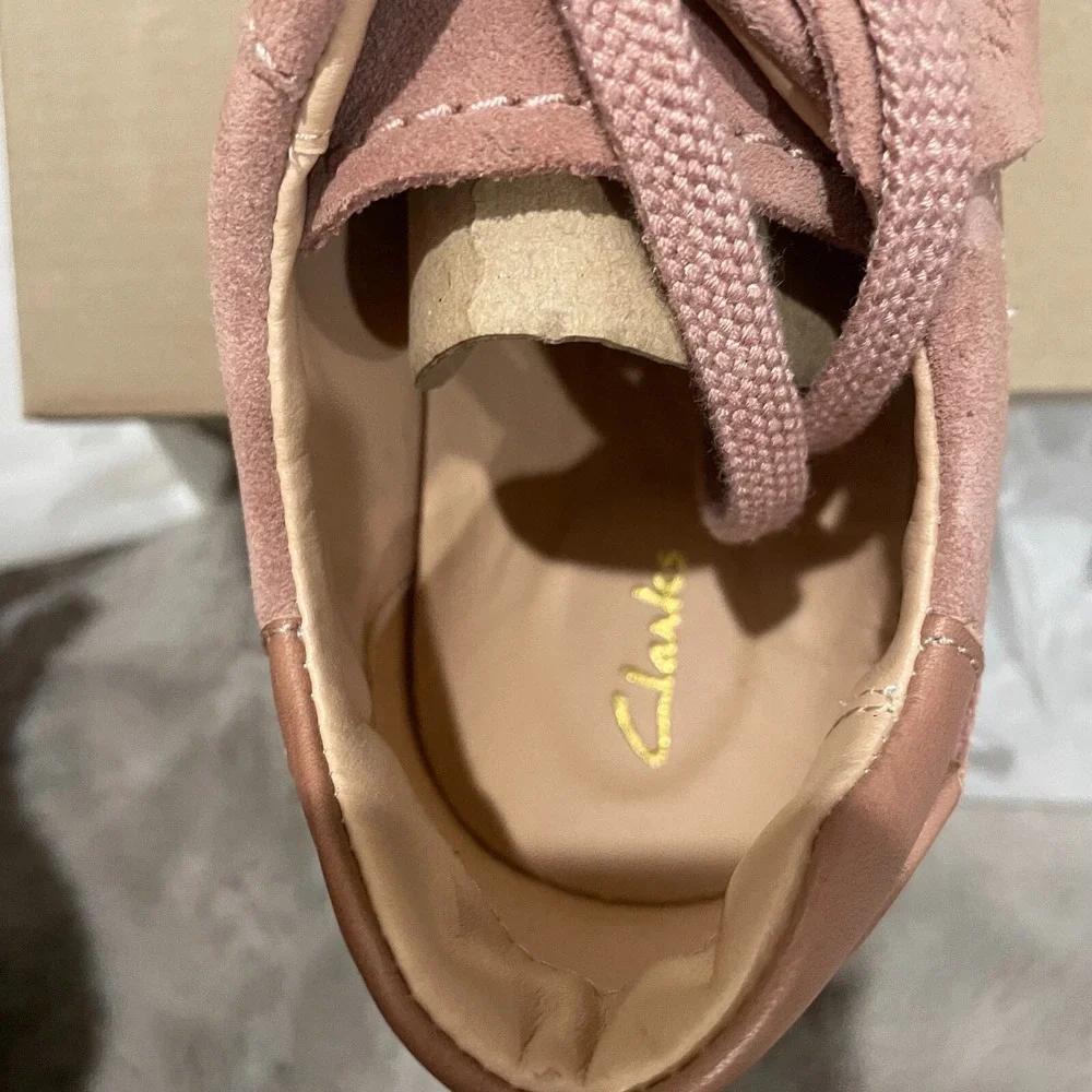 New Clarks Craft Cup Lace Sneakers Soft Girl 11 Rose Suede Pink Low Top Comfort‎
